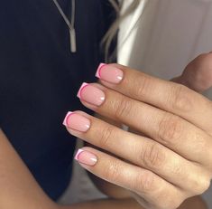 Pink French Tips Valentines, French And Design Nails, Simple Biab Nails Short, Pink French Design Nails, French Tip Biab Nails With Design, French Biab Nail Designs, Pink Nails Square Short, Valentines Biab Nails, Pink Shirt Nails