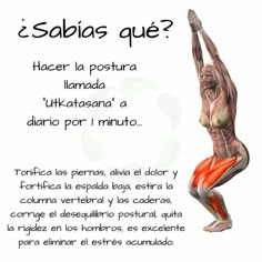 an image of a woman doing yoga with the caption's in spanish and english