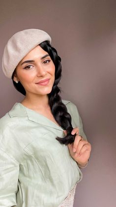 Beret With Braids, Lale Temori, Connie Francis, Two Braids, Head Accessories, Skincare Products, How To Look Better, Braids, Hats