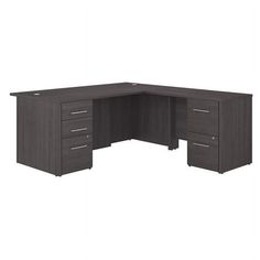 an office desk with two drawers and one file cabinet