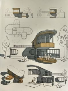 an architectural drawing of a modern house