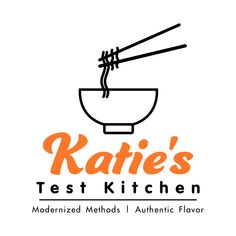 the logo for rattie's test kitchen with chopsticks sticking out of it