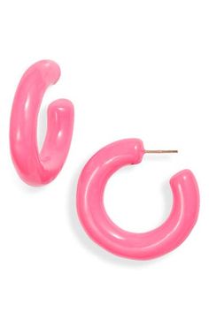 Lightweight enamel hoops in a vibrant hue add a playful vibe to your everyday look. Post back 14k-gold fill Imported Pink Enamel Hoop Earrings, Pink Fun Hoop Earrings, Fun Pink Hoop Earrings, Pref Dresses, Pink Hoop Earrings, Hot Pink Earrings, Tube Hoop Earrings, Winter Formal, Pink Jewelry