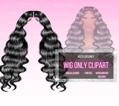 the wig only clipart is displayed on a pink background with an ad for it