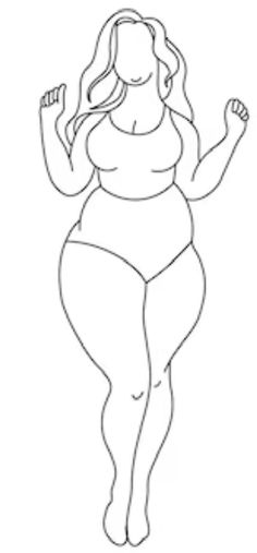 Plus Size Woman Silhouette Drawing, Plus Size Body Sketch, Curvy Body Types Drawing, Plus Size Coloring Pages, Plus Size Art Reference Drawing, How To Draw Plus Size Body Types, Body Outline Drawing Simple, Plus Size Woman Drawing, Body Outline Drawing