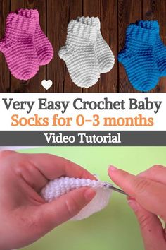 very easy crochet baby socks for 0 - 3 months video pattern with instructions