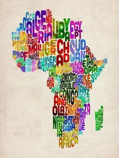 the map of africa is made up of words