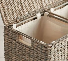 two wicker baskets sitting on top of each other