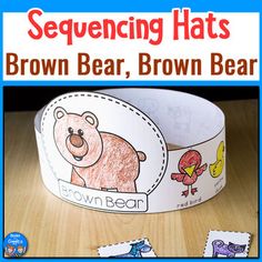 the brown bear, brown bear and seagull hat craft is shown