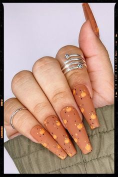 Coffin Nails - Acrylic Nails - Thanksgiving Nails Pumpkin Spice Nails Acrylic, Pumpkin Acrylic Nails, Thanksgiving Nails Acrylic Coffin, Nails Pumpkin, Spice Nails, Candy Corn Nails, Pumpkin Spice Nails, Season Nails, Holloween Nails