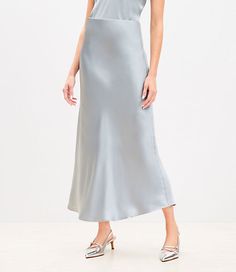 With a comfy pull-on waist, this flowy midi skirt is an irresistibly effortless dose of romance for your routine. Elasticized waist.,Imported:Imported,Fit:Fit: Flowy - fits relaxed & drapey,Length:34" long,Fabrication:100% Polyester,Garment Care:Machine Washable Loft Satin Bias Midi Skirt Size Large Quarry Blue Women's by Loft Size Regular - L Quarry Blue Women's Midi/Maxi, Skirt, 100%, Polyester, Machine, Washable Petite Midi Skirt, Petite Skirt, Women Midi, Satin Skirt, Petite Dresses, Petite Size, Effortless Style, Dress Skirt, Midi Skirt