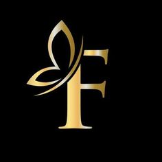 the letter f in gold on a black background