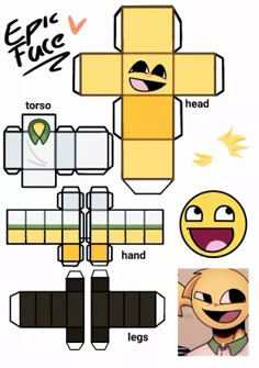 an origami paper toy with different expressions and instructions to make it look like he is