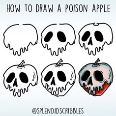 how to draw a cartoon apple with skulls on it's sides and the words, how to draw a prison apple