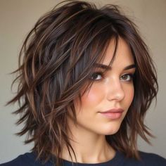 Layered Haircuts For Bob Hair, Sassy Layered Haircuts, Haircuts For Shoulder Length Curly Hair, Short Hair Long Layers Face Framing, Medium Chunky Layered Hair, Shaggy Layered Bob Hairstyles, Growing Out Layered Hair, Tapered Shag Haircut, Short To Medium Layered Haircuts