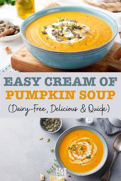 easy cream of pumpkin soup with dairy free, delicious and quick