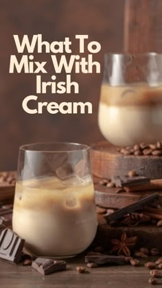 what to mix with irish cream in two glasses on top of coffee beans and chocolate