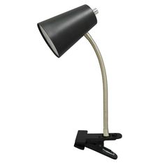 a black desk lamp on a white background