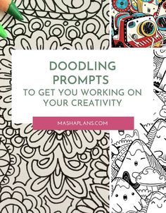 coloring pages with the title doodling prompts to get you working on your creativity