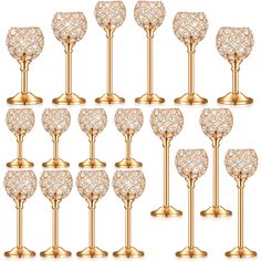 PRICES MAY VARY. Centerpieces for Tables Set: you will receive 18 pieces of crystal candle holders in 3 sizes, 6 pieces of each size; The quantity is sufficient to meet your decorative needs for table or party decorations Detail Sizes: these gold candle holders are about 5.9 x 3.5 inches/ 15 x 9 cm, 7.9 x 3.5 inches/ 20 x 9 cm and 10.2 x 3.5 inches/ 26 x 9 cm, so you can choose the sizes according to your needs, making your candles more elegant Delicate and Exquisite Look: the candle centerpiece Crystal Candle Holders Centerpieces, Rose Gold Candle Holder, Dining Table Candles, Candle Table Centerpieces, Centerpieces For Tables, Table Candle Holders, Crystal Candle Holders, Bulk Candles, Candle Stick Holder