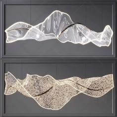 an image of some lights in the shape of mountains and waves on a gray background