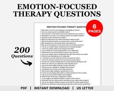 Designed to enhance client engagement and drive positive change, this therapy resource offers a collection of emotion-focused therapy questions. Tailored to the principles of emotion-focused therapy, these therapy questions will guide your sessions towards productive conversations and transformative outcomes. These emotion-focused questions are made to elicit insightful responses and encourage clients to explore their goals and aspirations. If you have any questions or clarifications, please fee Emotional Focused Therapy Worksheets, Emotional Focused Therapy, Emotion Focused Therapy, Counseling Questions, Counseling Career, Eft Therapy, Therapy Questions, Therapy Notes, Individual Therapy