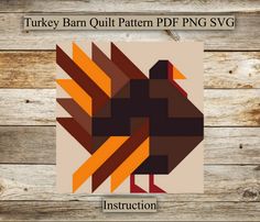 an image of a turkey quilt pattern on wood