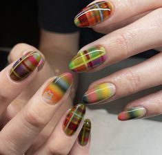 Bright Winter Nails, Sweater Weather Nails, Weather Nails, Winter Nails Ideas, Gel Nail Polish Brands, Plaid Nail Art, Funky Nail Art