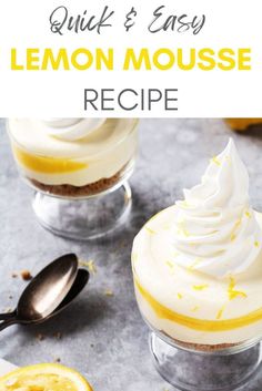 lemon mousse recipe in small glass dishes