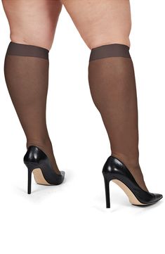 These knee-highs with a wide cuff are delightfully translucent and easy to keep in place all day long. Nylon/spandex Machine wash, dry flat Imported Sheer Stretch Knee-high Legwear, Fitted Classic Knee-high Legwear, Classic Fitted Knee-high Stockings, Classic Fitted Knee-high Legwear, Classic Knee-high Fitted Stockings, Classic Stretch Knee-high Legwear, Elegant Micro-elastic Knee-high Stockings, Fitted Mid-calf Stockings, Nylon Knee-high Socks