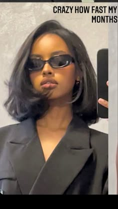 Zendaya Blowout, Bob Hairstyles For Black Women Outfits, Old School Short Hair, Classy Shoulder Length Haircut, Wolf Cut Short Black Women, 90s Hairstyles Short Black Women, Bouncy Bob Black Women, Straight Short Hairstyles With Bangs, 90s Blowout Bob Black Women