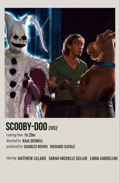 an advertisement for the scooby - doo show with two men and a dog