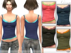 an image of a woman wearing different colored tops