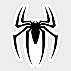 the spiderman logo is shown in black on a white sticker, it looks like he