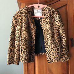 Cropped Cheetah Coat Milly Of New York Soft To Touch Beautiful Condition No Imperfections Hook Front Closure Two Silt Pockets On Front Leopard Print Fitted Blazer For Work, Chic Fitted Leopard Print Outerwear, Fitted Leopard Print Blazer For Work, Fitted Leopard Print Long Sleeve Outerwear, Cheetah Coat, Cropped Coat, Anthropologie Jacket, To Touch, Winter Coat