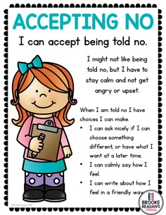 Accepting No Social Story, Self Help Activities For Toddlers, Accepting No, Sel Kindergarten Activities, Accepting No Activities For Kids, Social Skills Worksheets, Uppfostra Barn, Social Skills Lessons, Radical Acceptance