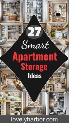 the words smart apartment storage ideas are shown