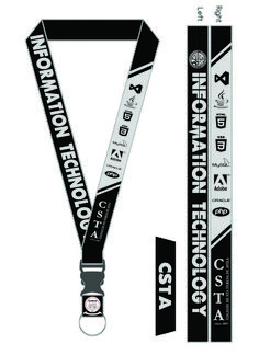 a lanyard strap with the words, national television station on it and two flags