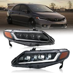 4 Lens Full LED Headlights Fit For Honda Civic 2006-2011 Head Lamp Assembly Pair Features:        1. One pair: Left + Right head lights         2. Bulbs: All bulbs are built-in LED, no extra bulbs needed        3. Function: DRL(White)+Turn Signal(Yellow)+High Beam(White)+Low Beam(White) lights           4. Easy installation: plug and play,same as original one to install        5.Assembly: all parts are included in the package,no need to buy extra bulbs or harness Fitment Fits For Honda Civic 200 Honda Civic 2009, 2006 Honda Civic, Honda Civic Car, 2008 Honda Civic, Civic Car, Honda Civic 2012, Us Pictures, Custom Headlights, Civic Lx