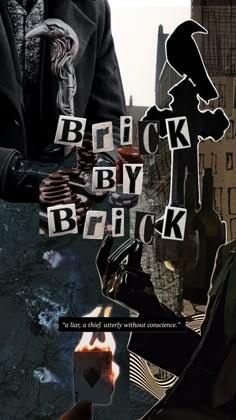 a man in a suit and tie holding a lit candle with the words brick by beck on it