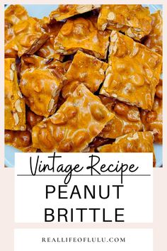 vintage recipe for peanut brittle with text overlay