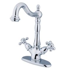 a faucet with two handles and nozzles