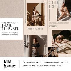 @crystaltcreative | crystaltcreative.com | Neutral Minimal Chic Email Template -Take your email marketing to the next level with our easy-to-edit modern, on-trend email templates. Perfect for ecommerce boutiques, easily fill in with your images and text and export to upload in your email marketing platform. Fashion Boutique Email Newsletter, Minimalist Email Marketing Template, Canva Email Template Plus Size Boutique, Marketing Template, Minimal Chic, Canva Templates