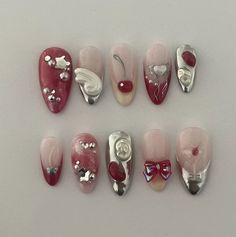 #nails Acrylic Nails Long, Red Nail Designs, Nail Sets, Jelly Nails, Nails Long, Funky Nails