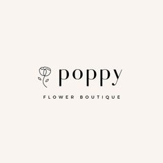 the poppy flower boutique logo is shown in black and white, with an elegant floral design