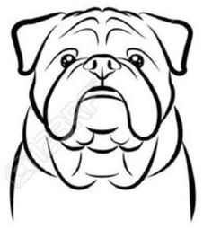 the outline of a dog's face is shown in black and white, with one eye