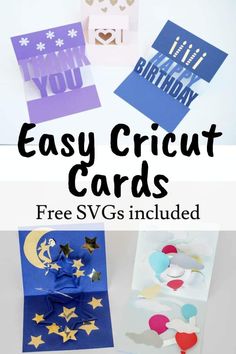 easy to make birthday cards for kids with the text easy cricut cards free svg included