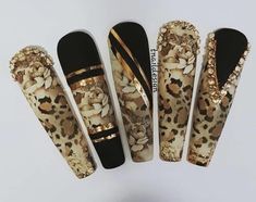 Chanel Nails Design, Leopard Print Nail, Nail Designs Bling, Acrylic Nails Stiletto, Pop Art Nails, Long Nail Art, Foil Nail Art, Chanel Nails