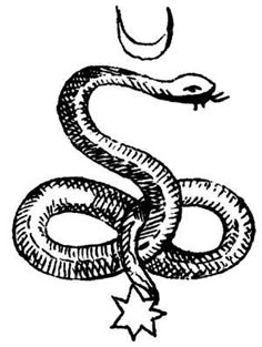 a drawing of a snake with its tongue out