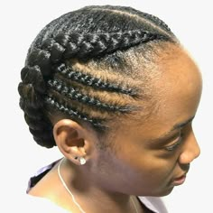 Easy Corn Rows Braids, 2 Conrows Lines Natural Hair, Simple Conrow Ideas, Side Cornrows With Twists, Big Conrows Lines For Black Women, Flat Cornrows Natural Hair, Corn Row Styles For Black Women, Cornrow Hairstyles For Black Women Corn Rows, Easy Cornrows For Black Women